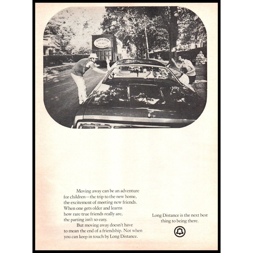 1974 Bell Telephone Long Distance Vintage Print Ad Moving Truck Wall Art Photo